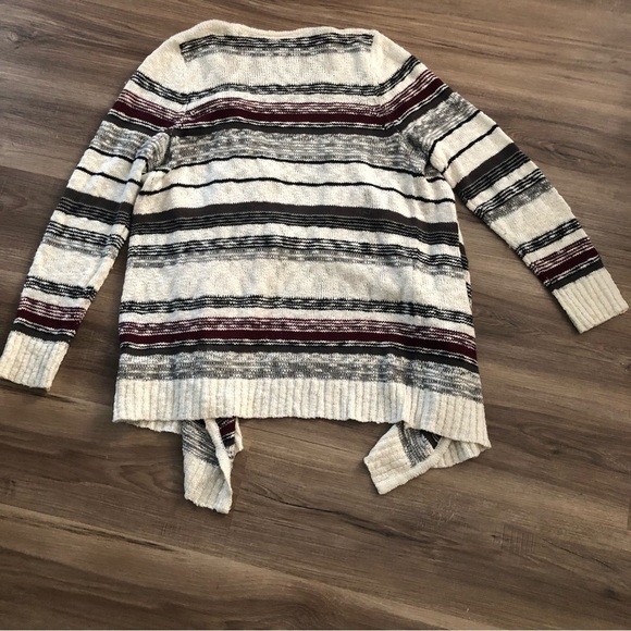 AB STUDIO Knit Stripe Open Front Waterfall Cardigan Women XL - Picture 6 of 7